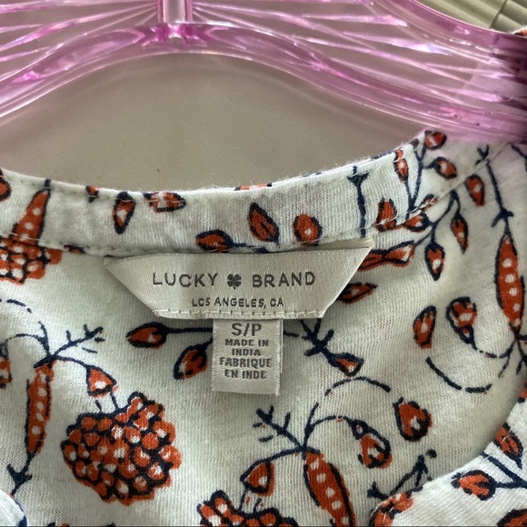 Lucky Top Sleeveless V-Neck Print Sz S Crop Top - Picture 8 of 15